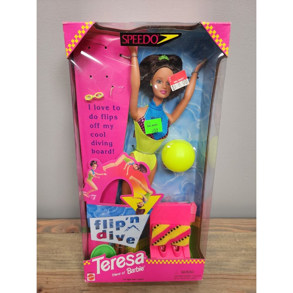 SPEEDO FLIP ‘N DIVE Teresa DOLL Friend Of BARBIE 18983 Mattel 1997 NRFB NEW VTG